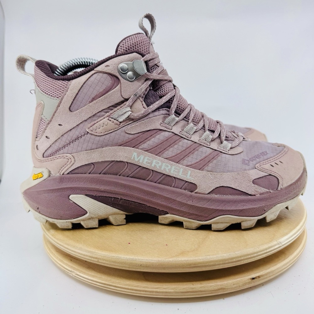 Merrell Moab Speed 2 Mid Waterproof Womens 7 Pink Hiking Boots Trail Shoes - Picture 5 of 10